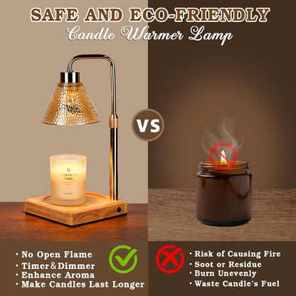 Modern Candle Warmer Lamp with Timer, Dimmable Candle Lamp Warmer, Mothers Day Birthday Gifts for Women Men, Black Candle Warmer, Adjustable Candle Light Warmer, Cozy Living Room Bedroom Home Decor