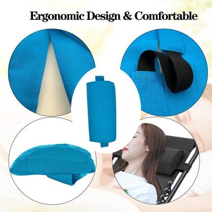 Zero Gravity Chair Set of 2 Replacement Pillow Headrest with Elastic Band, Universal Soft Removable Padded Cushion Head Pillow for Zero Gravity Lounge Chair, Folding Patio Lawn Recliner Chairs, Blue