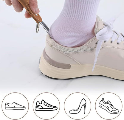 Metal Shoe Horn with Holster, 1 Pc Foldable Shoe Horn with Keychain, Travel Mini Stainless Steel Shoe Spoon