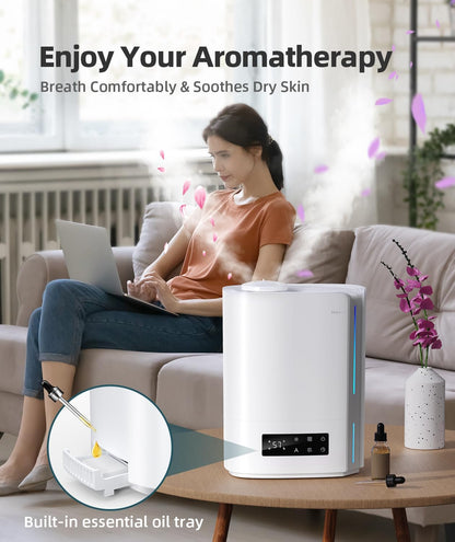 BREEZOME 6L Humidifier for Bedroom Large Room Smart Humidistat Control | 60H Runtime, 25dB Quiet, Essential Oil Diffuser, Top Fill Ultrasonic Cool Mist Humidifiers for Baby, Plants, Nursery