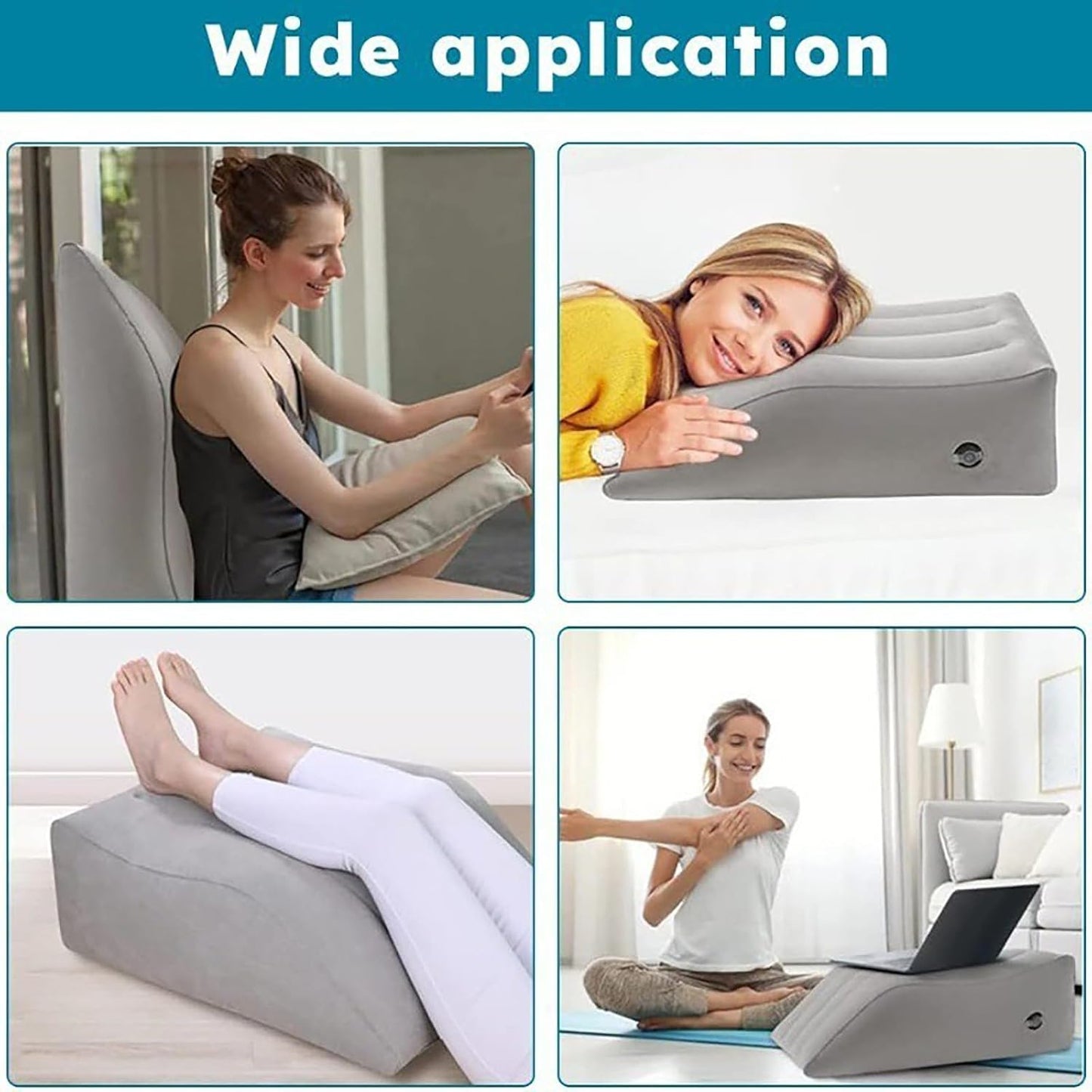 Inflatable Leg Elevation Pillow for After Surgery, Portable Wedge with Adjustable Height, Flocked Surface, for Sleeping, Travel, and Home Use