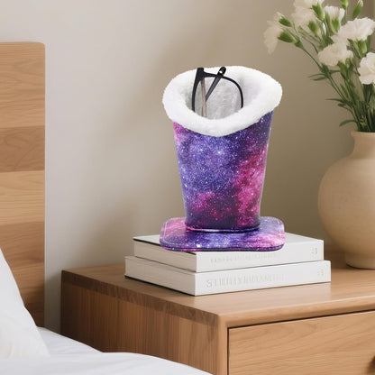 Plush Lined Eyeglasses Holder, Cute Magnetic PU Leather Glasses Stand Case for Women Men Kids