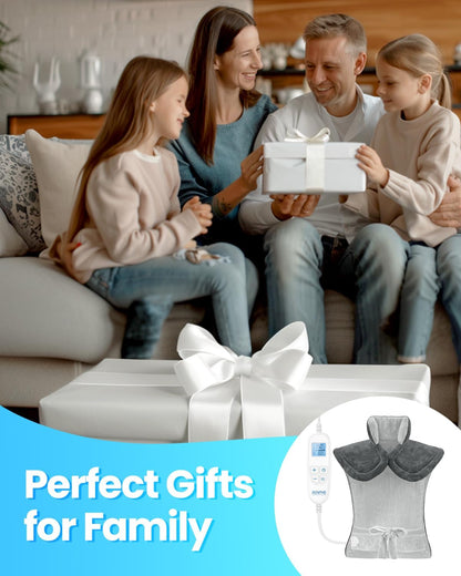 RENPHO Electric Heating Pad - 6 Heat Levels for Neck Shoulder and Back, Birthday Gifts for Women Men Mom Dad, Weighted Pad for Snug Fit, ETL Safety Certified, FSA Eligible, 24"x33" Gray