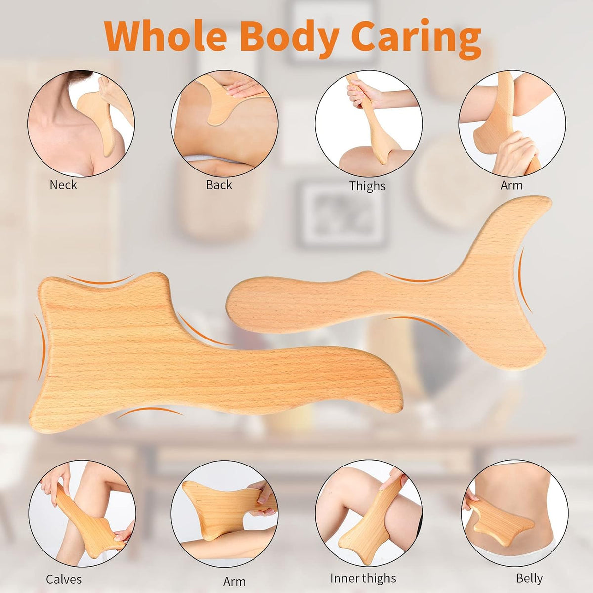 Chumia 10 Pieces Wood Massage Tools Wooden Maderoterapia Kit Therapy Tools Massage Roller Lymphatic Drainage Health Care for Neck Leg Back Arm Body Muscle Pain Relief