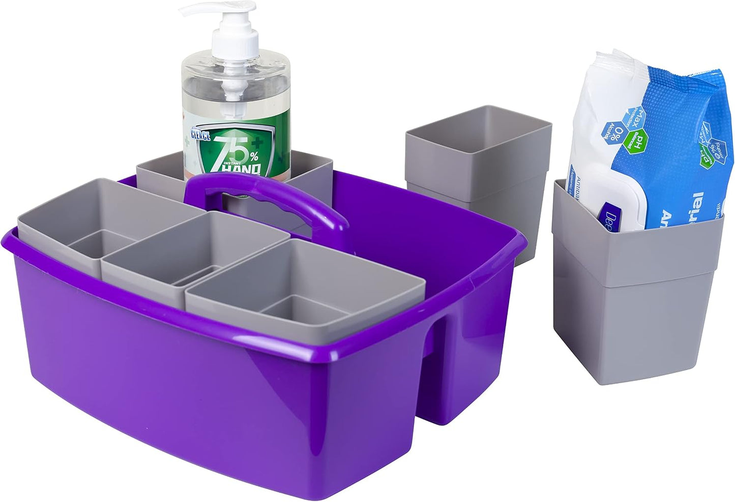 Storex 2-Compartment Large Cleaning Caddy – Multipurpose Supply Organizer with Handle - Black, 1-Pack (00973A06C)