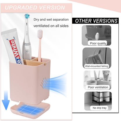 Toothbrush Holders for Bathrooms, Electric Toothbrush Holder, White | Toothbrush and Toothpaste Organizer for Bathroom Countertop, 3 Slot Vanity Storage