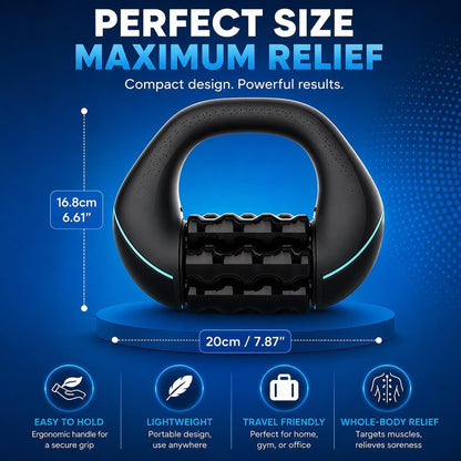 Electric Muscle Roller, Deep Tissue Percussive Electric Massager for Post-Workout & Muscle Recovery, Handheld Tool with 3-Speed Motor, 6 Heads & 24 Massage Points