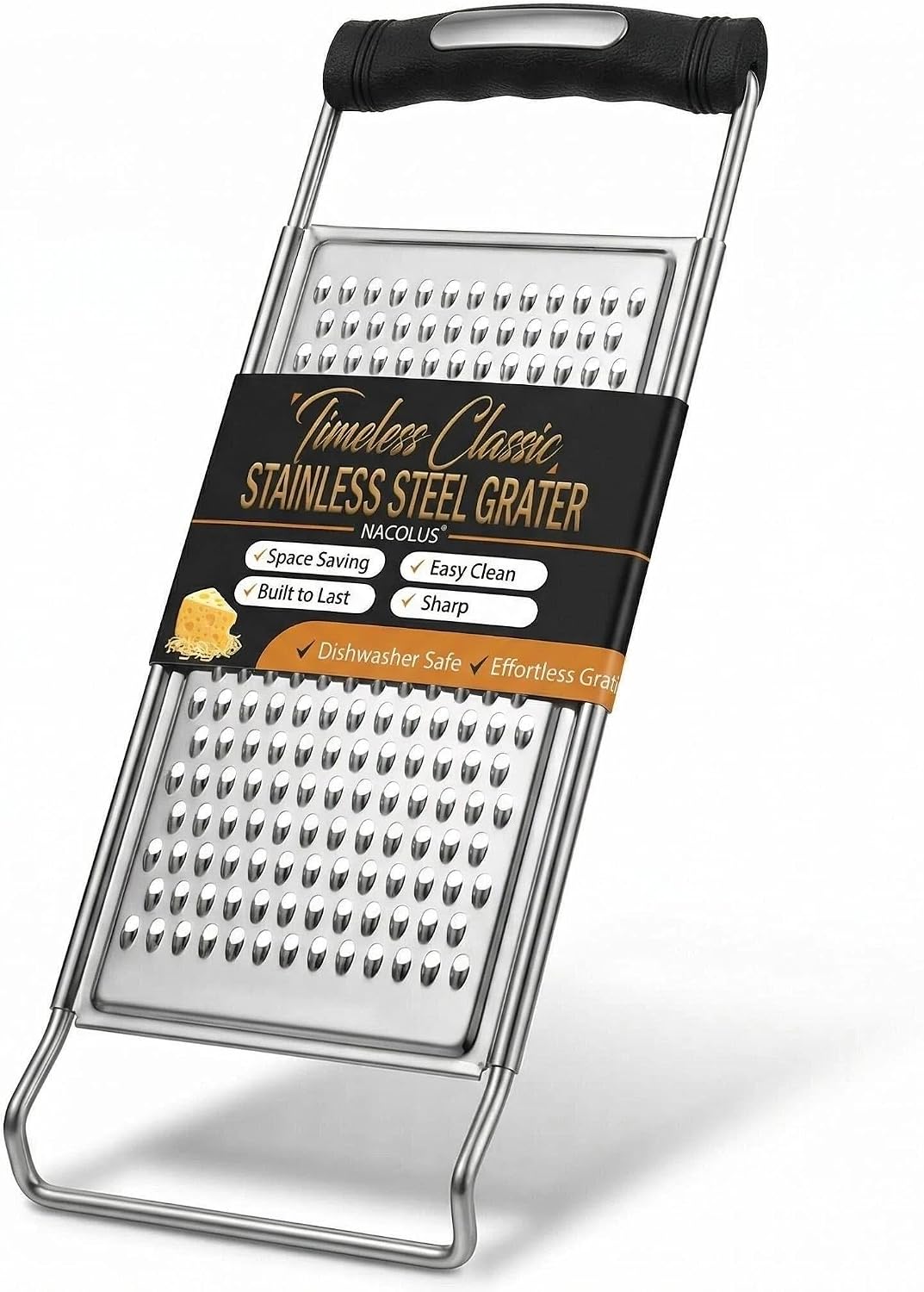 NACOLUS Grater & Finger Guard Set – Cut-Proof Hand Protector + Fine Stainless Steel Grater for Cheese, Citrus, and Vegetables