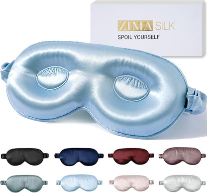 ZIMASILK Adjustable 22 Momme 100% Pure Mulberry Silk Sleep Mask, 3D Contoured Cup Eye Mask for Sleeping, Super Soft Breathable Blindfold, Perfect Blocks Light for Sleeping (Black)