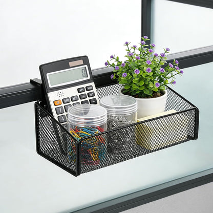 Bedside Caddy Hanging Storage Basket No-Drill – Large Capacity Beside Shelf Metal Organizer for Bunk Bed, Dorm, Office Cubicle, Baby Crib, Includes 5 Pairs Hook Sizes, Holds Phone, Books, Remote