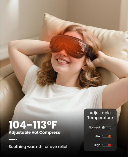 BOB AND BRAD Eye Massager with Heat FSA Eligible HSA, Birthday Gifts for Women Men Mom, Heated Eye Mask for Migraines with Music, Smart Migraine Massager for Dry Eyes Relief & Improve Sleep