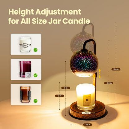 Glocusent Candle Warmer Lamp with Timer, Dimmable, Adjustable Retro 2 Bulbs