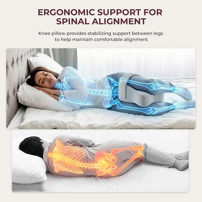 Knee Pillow for Side Sleepers, Alignment Pillow for Side Sleepers, Relief Hip & Sciatica Pain, Nourial Pillow Between Legs for Pregnant Women and Seniors (Grey)