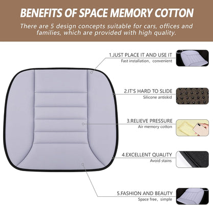 Car Seat Cushion Pad 1.2" Thick Comfort Seat Protector for Car Driver Seat Office Chair Home Use Memory Foam Seat Cushion with Non Slip Bottom, 20'' x 18.5'', Black