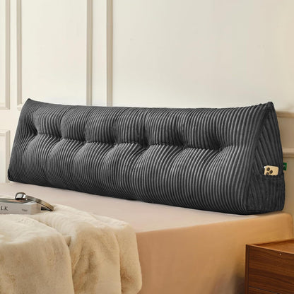Z-hom Headboard Pillow, Wedge Backrest Cushion, Queen Size,NO Roll Pillow | Grey Triangular Backrest Cushion Equipped,NO Roll Pillow,Ideal for Reading,Sitting Up in Bed&Filling Headboard Gaps