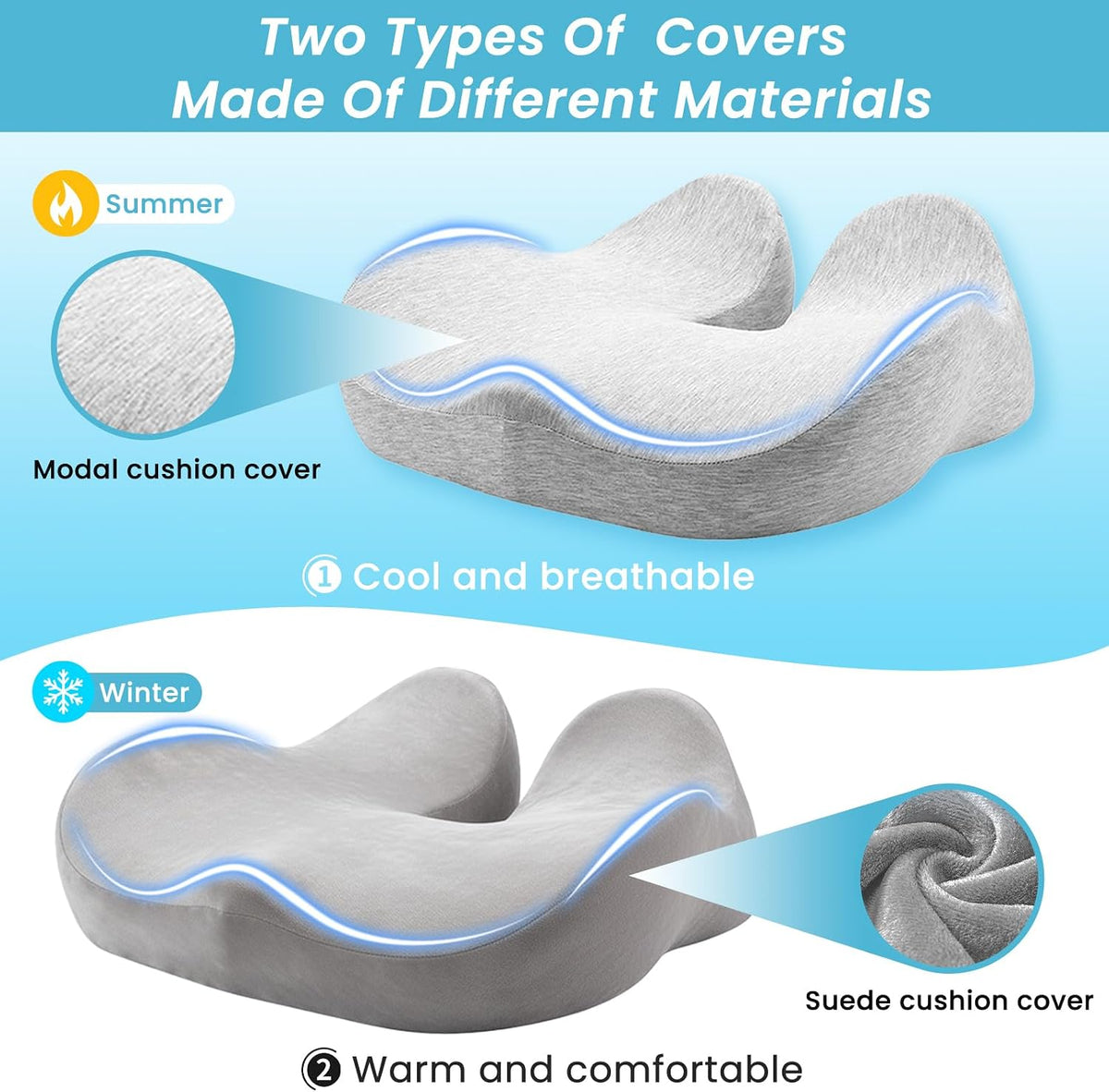 Seat Cushion,Ergonomic Chair Cushions for Sit Bone Tailbone Pain Relief,Sciatica & Back Support,Memory Foam Butt Pillow for Office,Car,Home,Gaming,Wheelchair