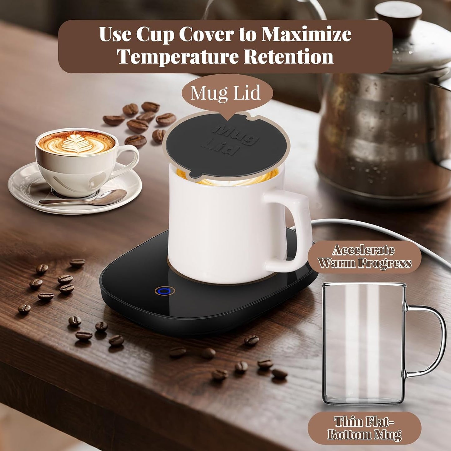 Coffee Mug Warmer for Desk with Auto Shut Off, Coffee Warmer with Auto Shut Off for Desk Office Home ((Valentines Day Coffee Gifts))