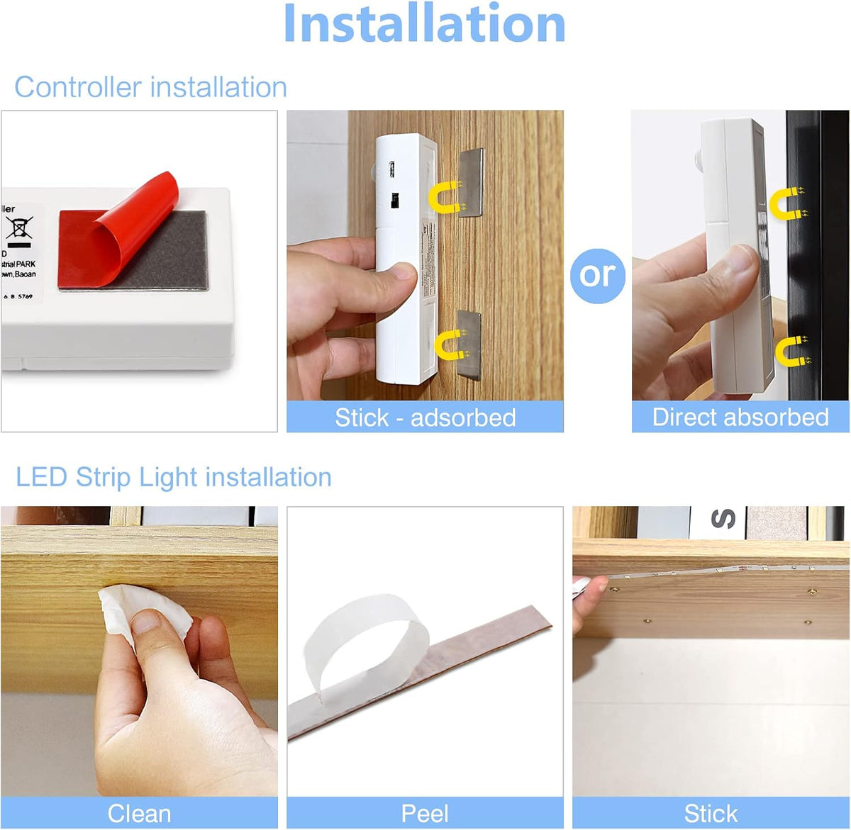WOBANE Motion Sensor Stair Strip Lights,Rechargeable LED Closet Light,White