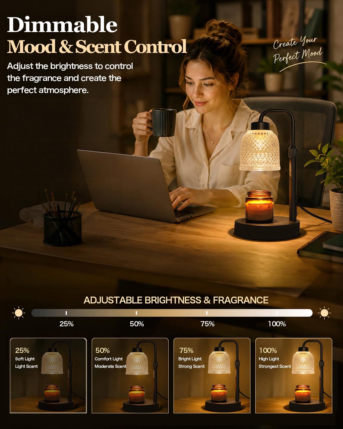 AIFEI Candle Warmer Lamp with Timer, 2/4/8H Auto-Off Candle Lamp, Black