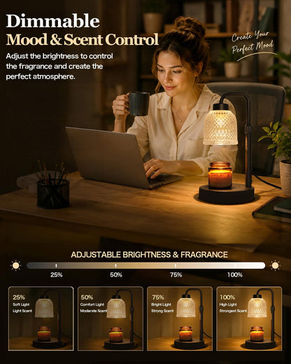 AIFEI Candle Warmer Lamp with Timer, 2/4/8H Auto-Off Candle Lamp, Black
