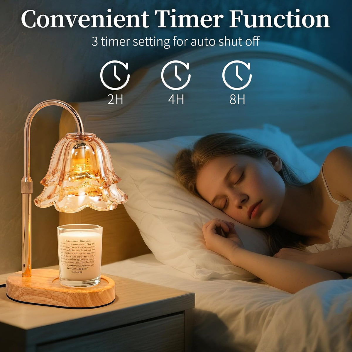 Flower Candle Warmer Lamp with Timer - Dimmable Electric Candle Lamp, Glod