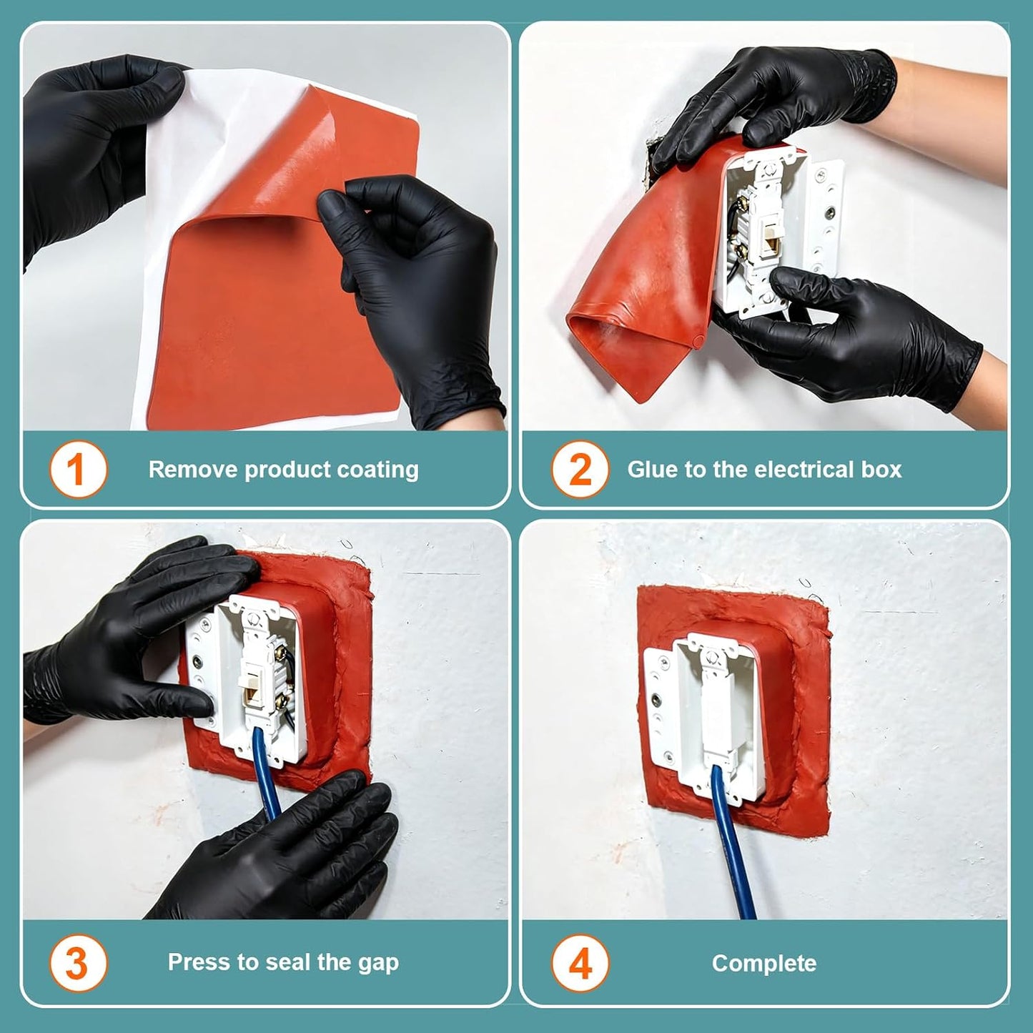 10Pcs Fire Putty Electrical Pads, 7”x7” Fire Barrier Pad, Acoustic Putty Pad with Disposable Gloves, Moldable Firestop Adhesive for Wall Openings, Soundproofing, Electrical Boxes (10pcs)