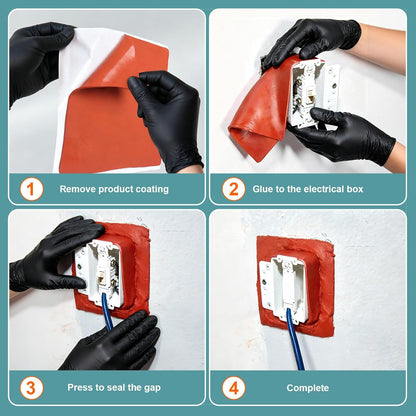 10Pcs Fire Putty Electrical Pads, 7”x7” Fire Barrier Pad, Acoustic Putty Pad with Disposable Gloves, Moldable Firestop Adhesive for Wall Openings, Soundproofing, Electrical Boxes (10pcs)