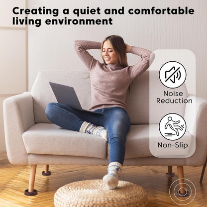 Rubber Non-Slip Furniture Pads, 2"x2" Casters Cup, Round, Brown, 8 PCS | Rubber Feet Floor Protector For Hardwood Floors, Prevent Scratching of The Floor, For Bed Sofa Table and Chair, Stopper