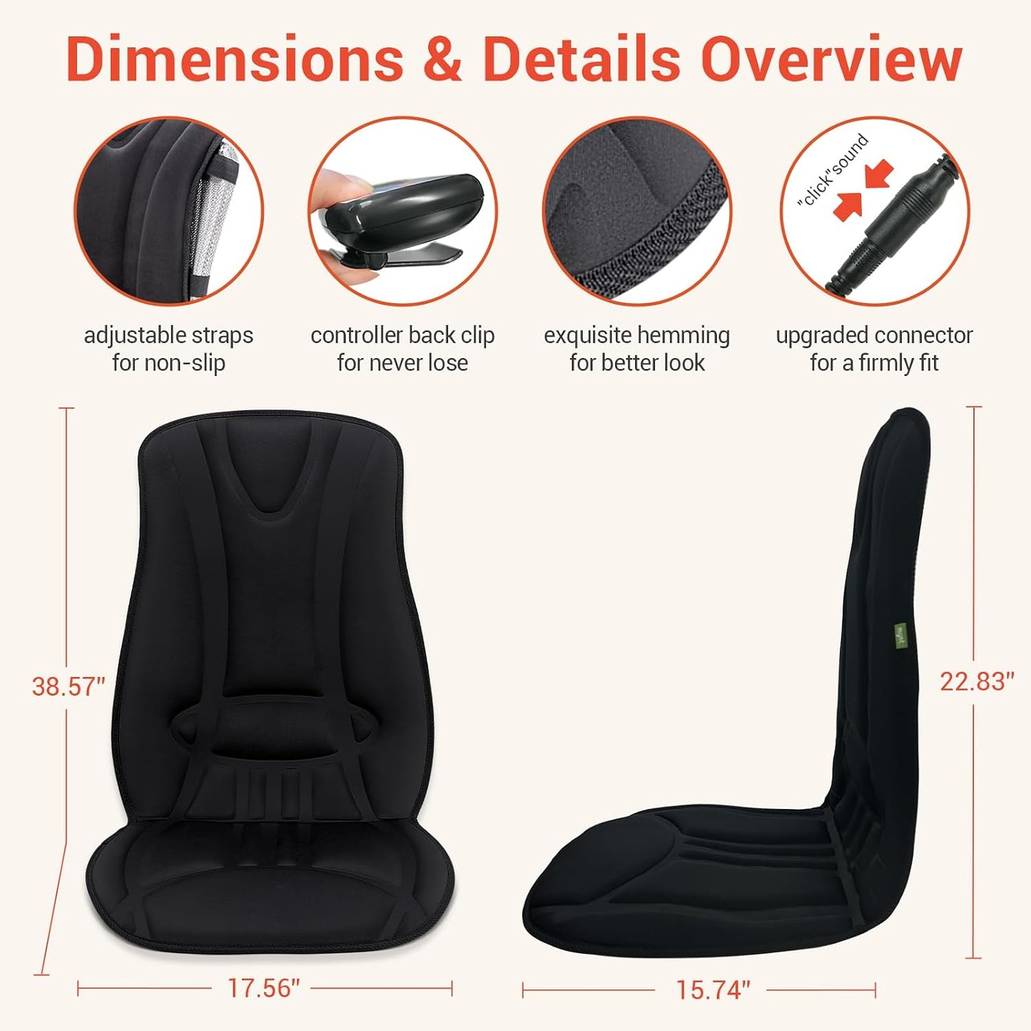Heated Seat Covers with Fast Heat, Heating Pad for Chairs | Universal Seat Warmer for Home Office and More Use, Comfortable Full Back & Seat Cover with 3 Heating Levels, Winter Gift