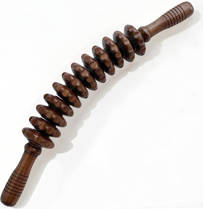 Wooden Massager Handheld Roller Trigger Point Massager Stick for Fascia, Cellulite, Muscle & Abdomen , Body Therapy Massager, Muscle Belly Relief Tool…