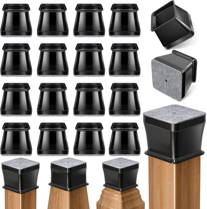Ansible 24 Pcs Chair Leg Floor Protectors Square | Silicone Felt Furniture Leg Pads Caps Covers for Hardwood Floors (Fit:1-1/16" to 1-5/8")