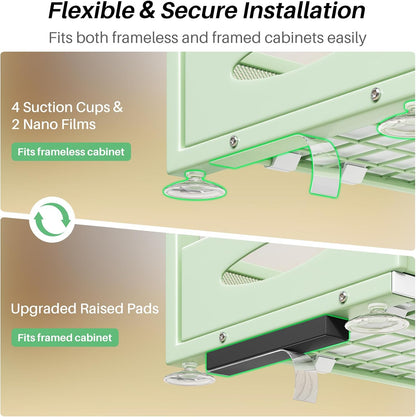 Under Sink Organizer, 2-Pack Pull Out Cabinet Organizer 2 Tier Metal Slide Out Storage Shelf Rack, L-Shaped Adjustable Height,Mesh Sliding Drawer for Kitchen, Bathroom, Laundry, Pantry, White, XL