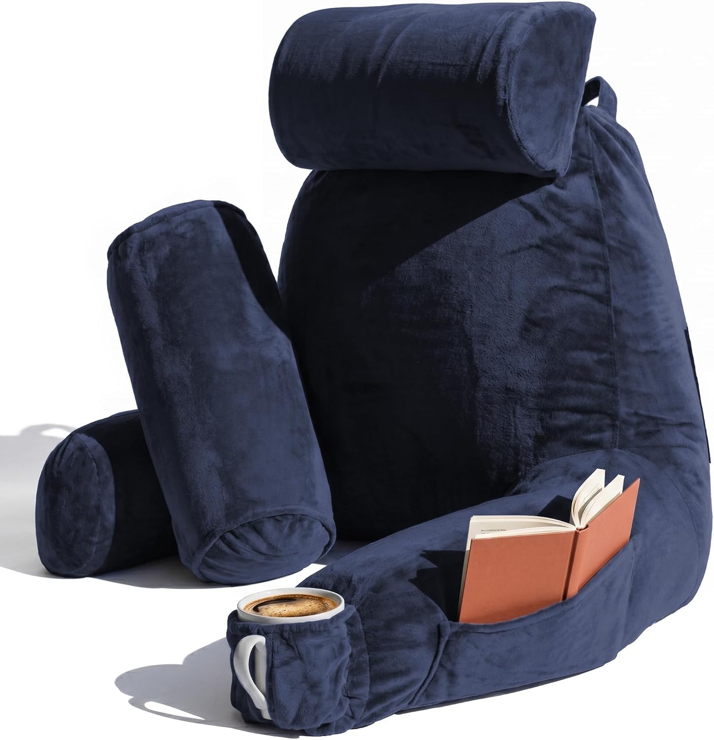 Nestl Reading Pillow with Shredded Memory Foam, Designed for Sitting Up in Bed and Couch, Back and Arms Adjustable Support for Adult & Teens Backrest Pillows for Reading, with Washable Cover Dark Grey