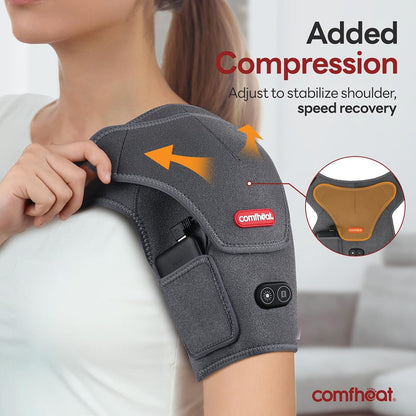 Cordless Shoulder Heating Pad with Massager, Heated Shoulder Brace