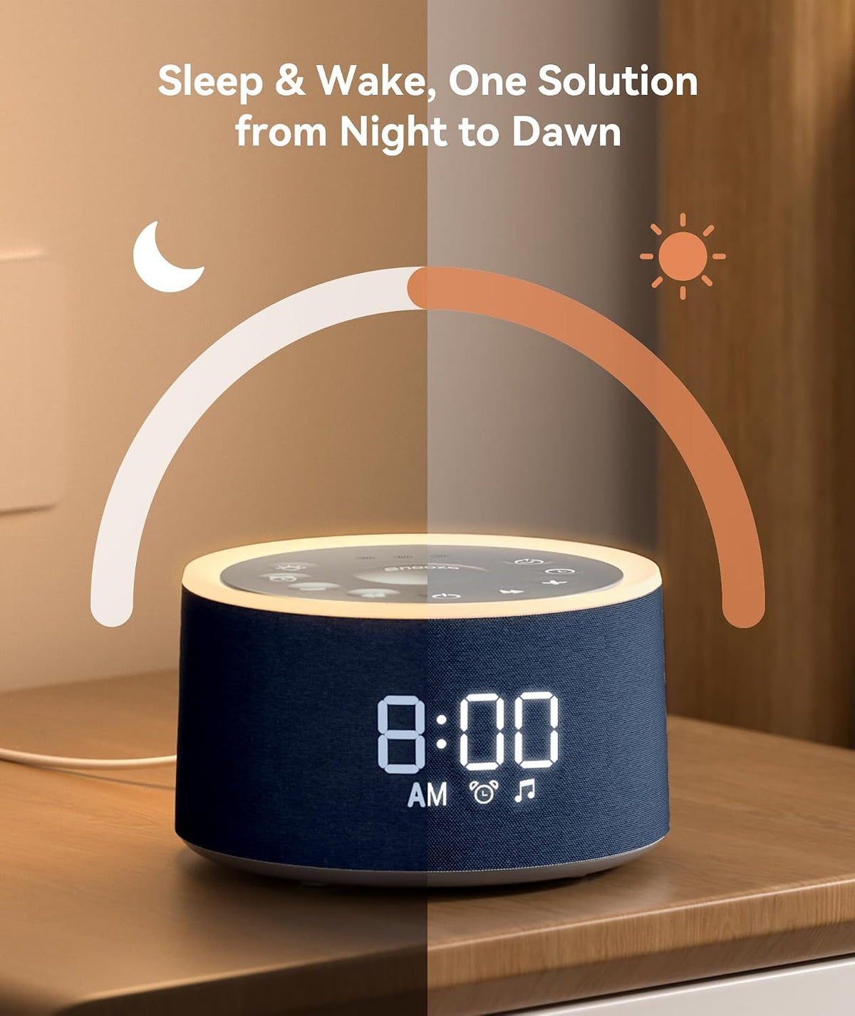 Dreamegg D1+ Sound Machine Alarm Clock, 29 Soothing Sounds with Night Light