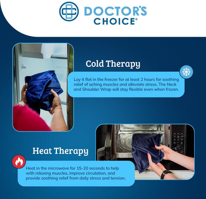Doctor's Choice Neck & Shoulder Wrap, Hot & Cold Therapy, Flexible Gel Pack | Heat it or Chill it, Dual-sided Design, Adjustable Closure, Ergonomic Comfort, Hands-Free Use, Machine Washable