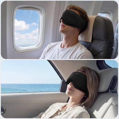 Bamboo Cotton Sleep Mask with Bluetooth Headphones, 100% Blackout, Grey