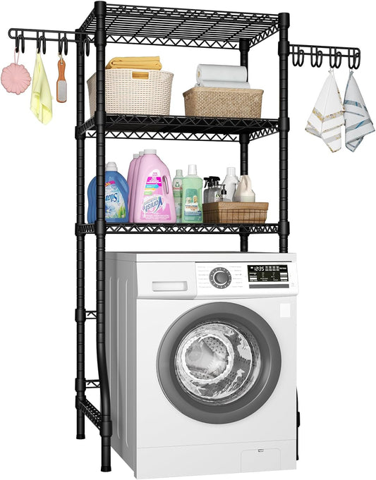 U8 Medium Laundry Room Storage Organizer, Over the Washer and Dryer Storage Shelves for Laundry Organization, 32.3”W x 17.3”D x 76.2”H, Suit Washing Machine Width within 29.9”, Hold 304 lb, Black