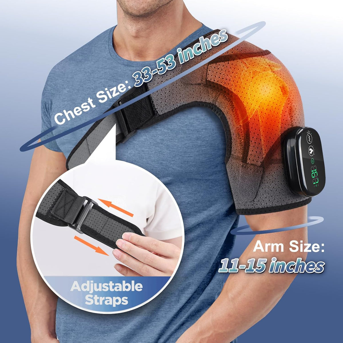 Cordless Shoulder Massager with Heat and Vibration, 3 Heat & 3 Vibration