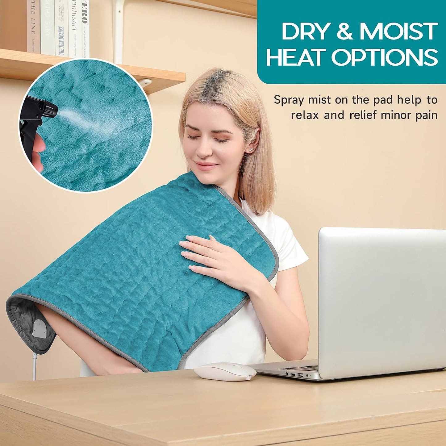 Heating Pad for Period Cramps, Heating Pad for Back/Neck/Shoulder Muscle Pain, 6 Heating&4 Timer Setting, Auto Shut Off, Dry/Moist Heat & Machine Washable, Gray Birthday Christmas Gifts for Women Mom