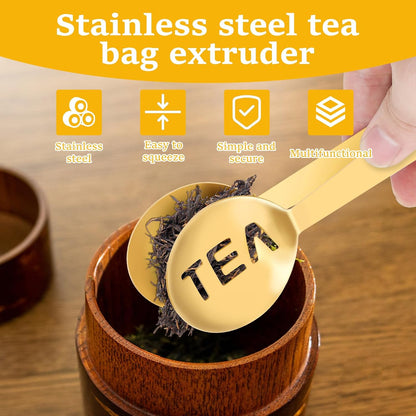10Pcs Tea Bag Squeezer, Stainless Steel Tea Bag Spoon, Tea Bag Holder Strainer Clip Tea Filter Spoon Clamp Kitchen Tea Bag Tongs for Loose Tea Gripping Ice Cubes Loosing Leaf- Tea Drinkers Accessories