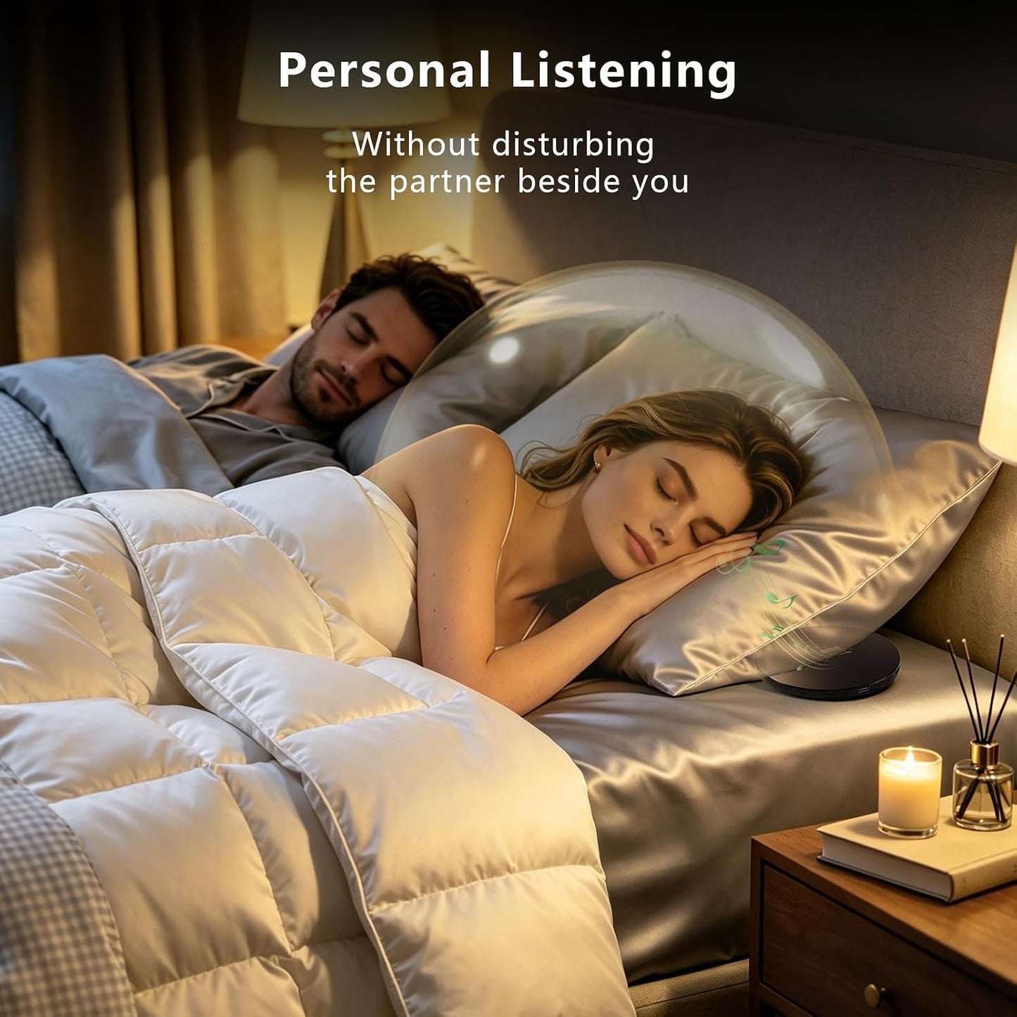 Pillow Speakers for Sleeping,Bone Conduction Speaker,Bluetooth Built-in White Noise Sleep Speaker with TF/Micro SD Offline, Auto-Off Timer,Can Work for 8 Hours,Black