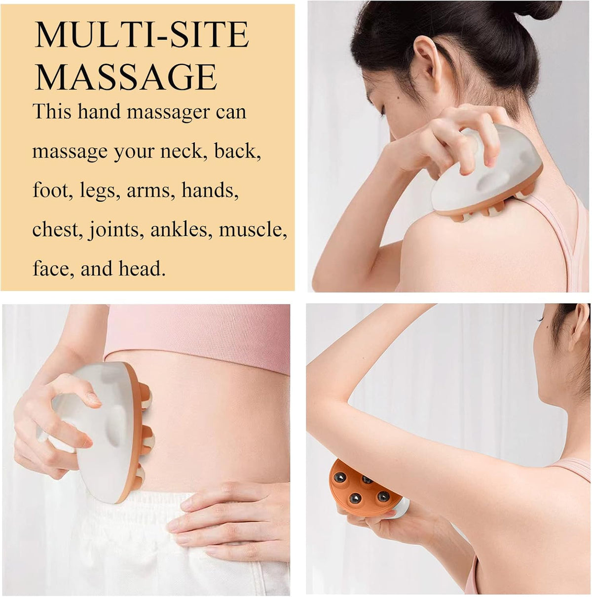 WMM Hand Held Massager, Full Body Massage Tool with Roller Ball Massager Manual 360-degree-roller for Muscle Back Neck Joint Foot Shoulder Leg Pain Relief with Portable Design