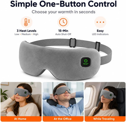 Cordless Heated Eye Mask for Dry Eyes, Rechargeable Eye Heating Pad with Replaceable Shell, Soft Electric Heated Eye Mask for Eye Comfort, Relaxation, Sleep and Travel