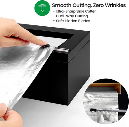 Libreshine 12-Inch Bamboo Plastic Wrap Dispenser with Cutter for Large Roll | Fits many 3000 ft plastic wrap and 1000 ft foil rolls, including Kirkland Signature rolls sold at Costco