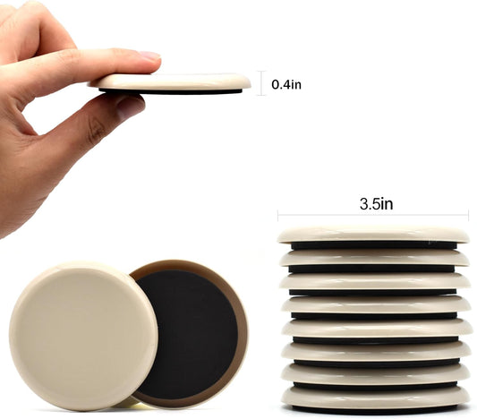 Furniture Sliders, 8 Pcs 3 1/2'' Furniture Sliders Pads for Hardwood Floors, Chair Legs Floors Protectors, Reusable Round Glides Glider, Heavy Duty Furniture Movers Sliders | Chair Legs Floors Protectors, Reusable Round Glides Glider, Heavy Duty