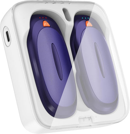 Hand Warmers Rechargeable with 10000mAh Charging Case, 2000mAh Portable Hand Warmers 2 Pack, Reusable Electric Pocket Heater for Hunting, Camping Gear, Outdoors, Gifts