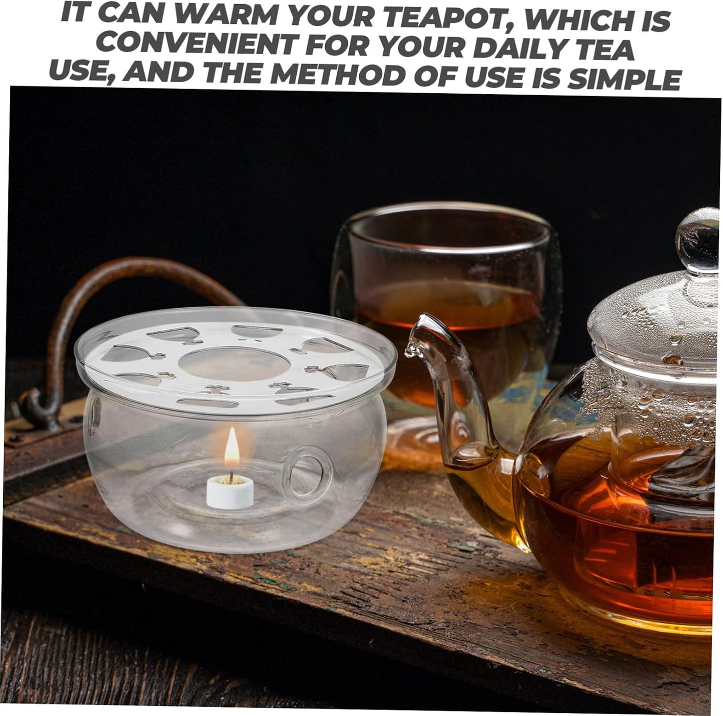 Healifty Glass Teapot Warmer Base Insulation Round Heating Base for Tea Kettle for Tea Ceremony and Household Use