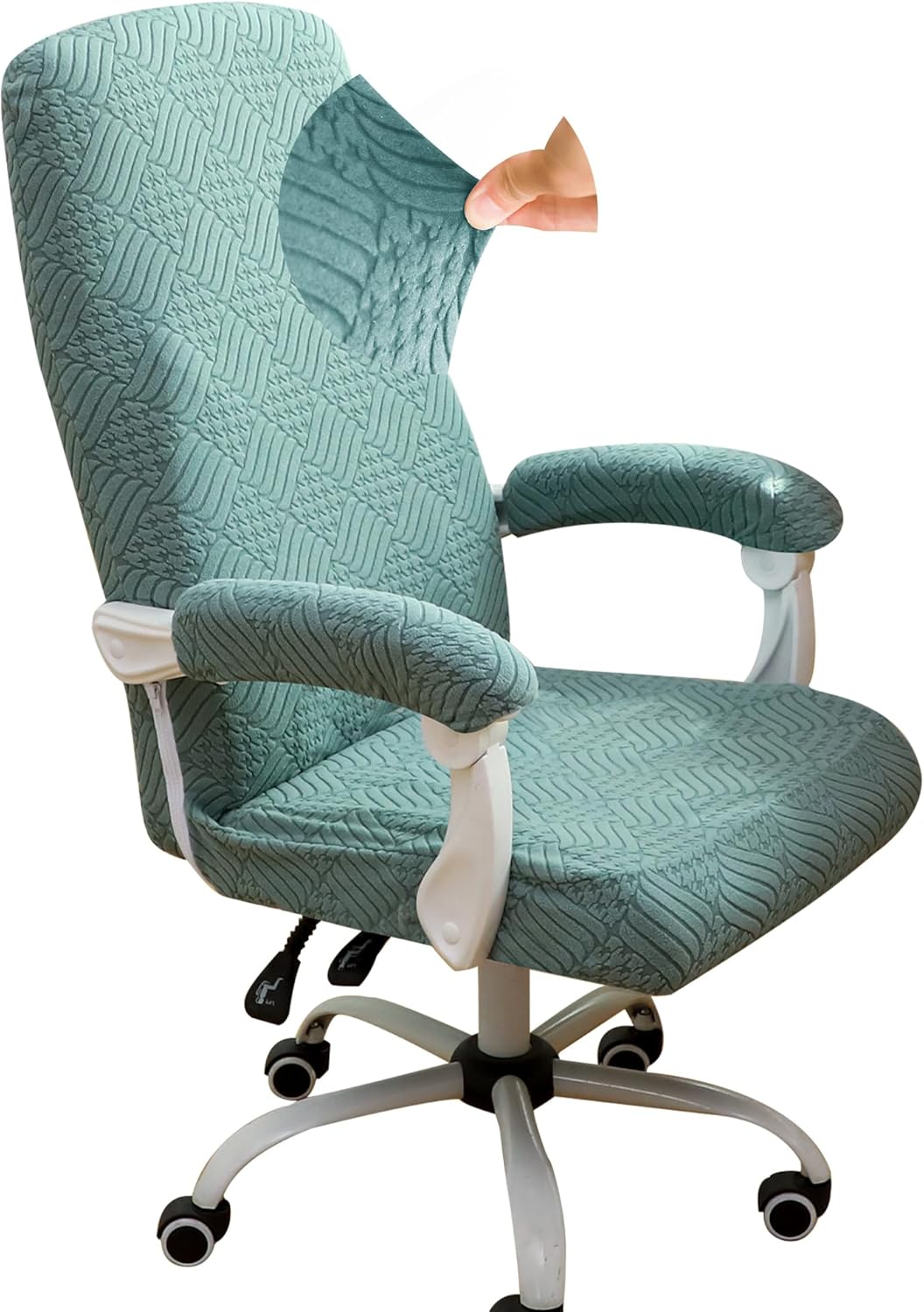 FORCHEER Office Chair Armrest Cover with Zipper 15inch Stretchable Water Resistant Computer Office Chair Arm Rest Slipcover for Desk Chairs Arm 2Pack-Army Green