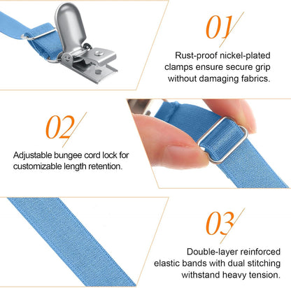 Boao 12 Pcs Bedsheet Strap Elastic Clip, White, 4-8 Inch Length